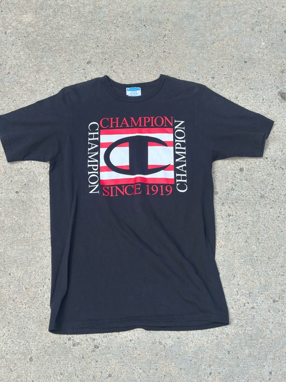 Vintage Champion Black Short Sleeve Tee